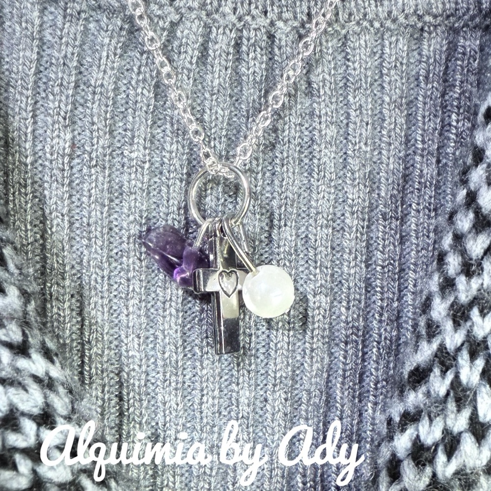 Amethyst 925 Silver Cross Charms Necklace 41$